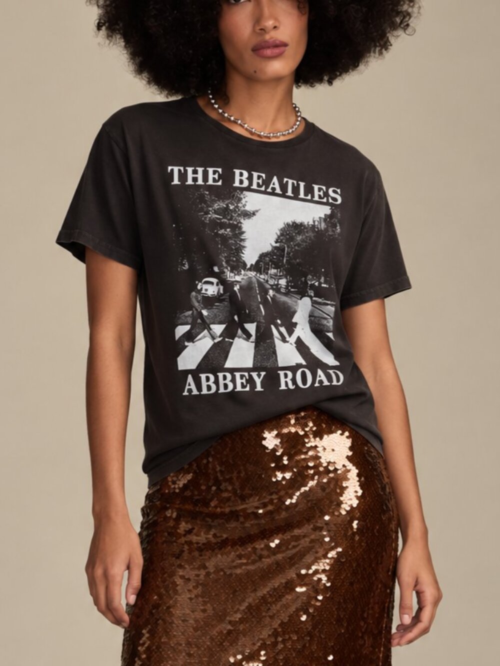 Lucky Brand The Beatles Abbey Road Graphic Tee - Black /Gray Cotton Small -New